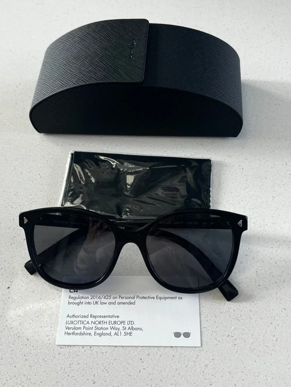 PRADA Low Bridge Square Women's black Sunglasses, PR 22ZSF - Picture 2 of 9